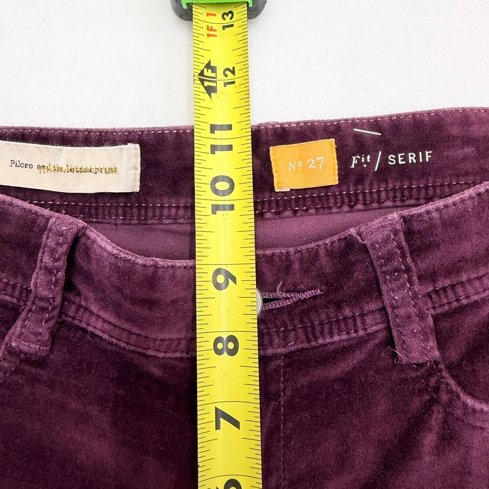 Pilcro and the Letterpress Pants Women 27 Purple Serif Velvet Anthropologie - Picture 7 of 12